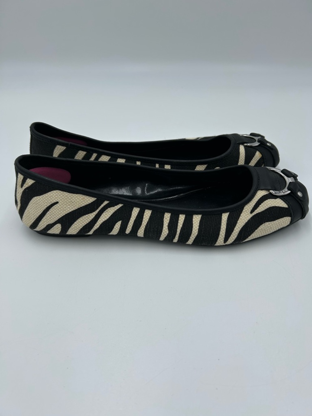 Ralph Lauren Zebra Print Black & Cream Slip-On Ballet Flats 8.5 - Picture 3 of 8